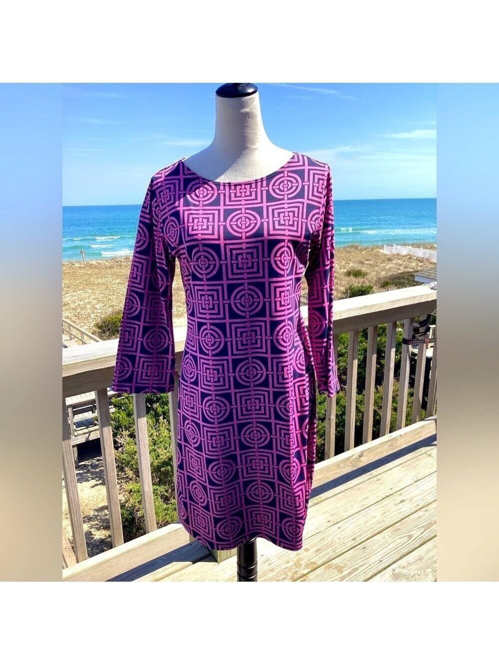 Melly M Resort Sheath Dress in Pink and Blue
